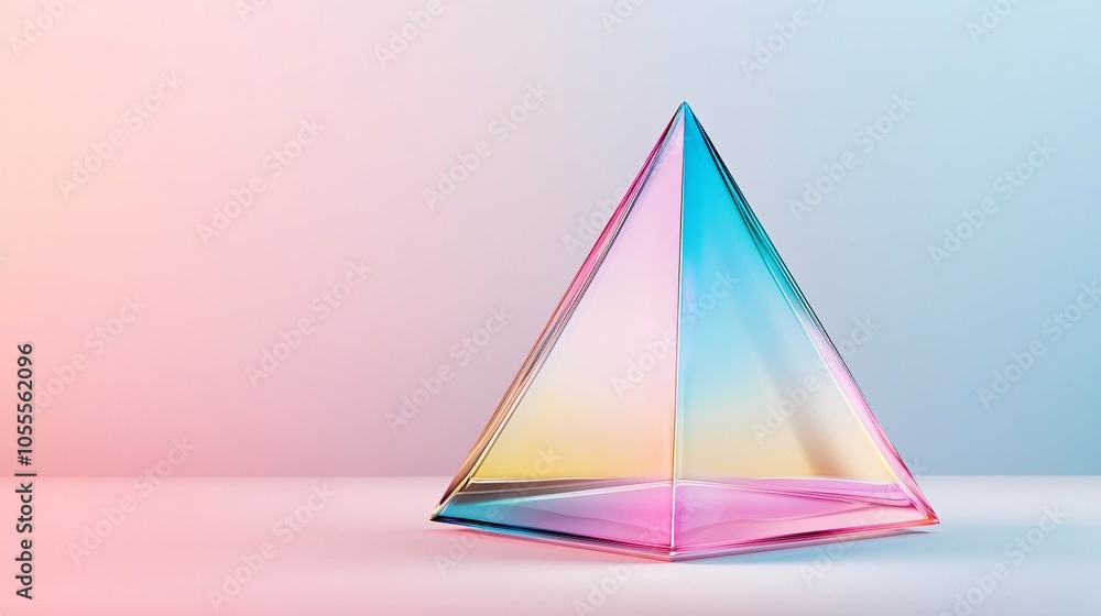 Aufkleber holographic pyramid with prismatic reflections - futuristic metallic design featuring glowing neon e