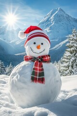 Obraz premium Cute snowman. Winter holiday theme.