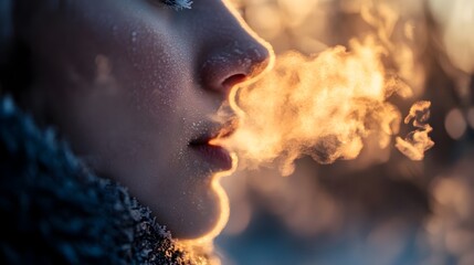 Obraz premium Frosty Breath in Crisp Winter Morning Air