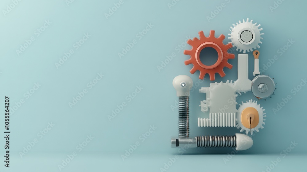 Poster innovative mechanical components a creative assembly of gears springs and cogs for industrial applic