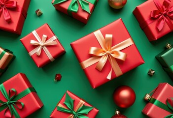 christmas gift boxes with holly