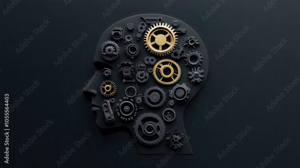 Poster the intricate fusion of technology and human thought a conceptual representation of mechanized intel