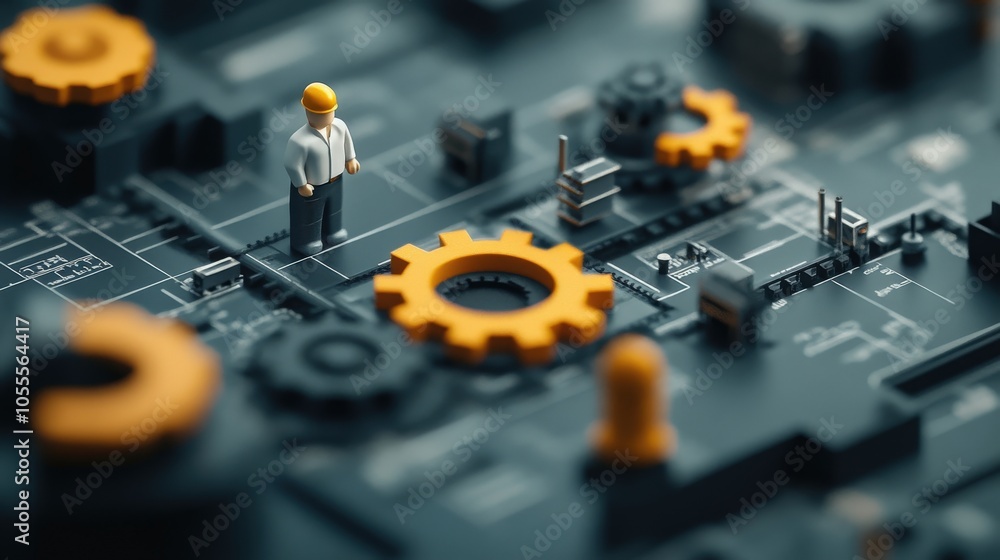 Poster exploring the intersection of technology and industry the role of workers in modern manufacturing en
