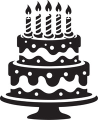 Birthday Cake Silhouette Vector Illustration

