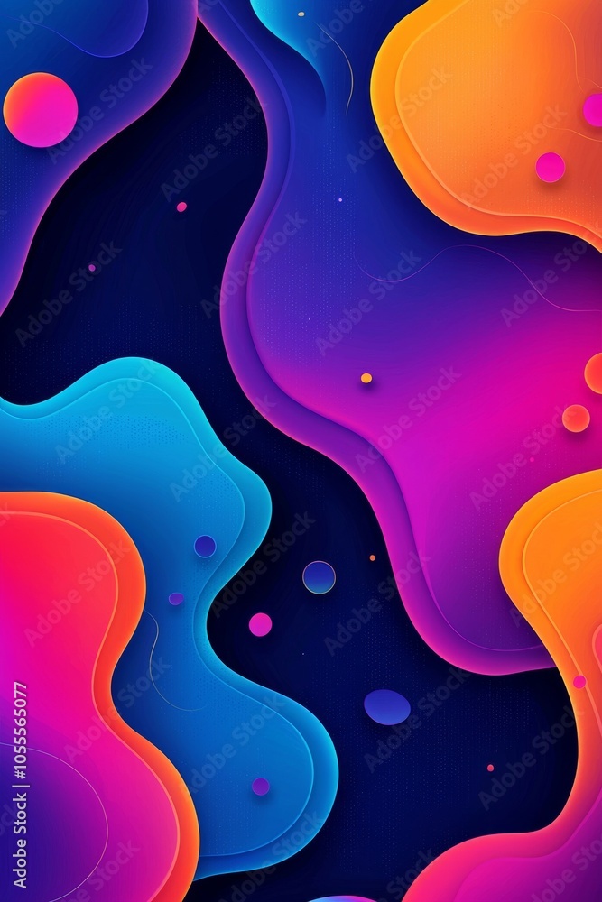 Wall mural in this abstract cosmic design, swirling clouds of blue, purple, and fiery orange create an ethereal