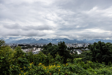 Aerial view over Nagano in Japan
