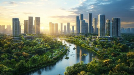Modern City Skyline at Dusk
