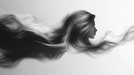 Fototapeta premium Abstract Portrait of a Woman with Flowing Hair