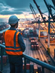 Man in Safety Vest at Harbor
