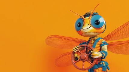 Colorful Dragonfly Character in Sailors Outfit