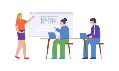 Show presentation meeting for team illustration