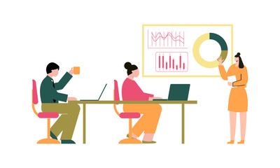 Show presentation meeting for team illustration