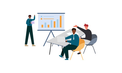 Show presentation meeting for team illustration