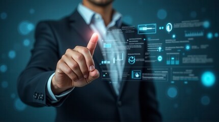 Project Management Concept, Planning The Successful And Efficient Implementation Of The Project In The Specified Time Period. Businessman Touching Project Management Icon On Virtual Screen