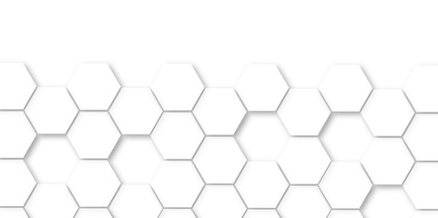 Abstract white background with hexagon and hexagonal background. Luxury white pattern with hexagons. abstract 3d hexagonal background with shadow. 3D futuristic abstract honeycomb mosaic background.