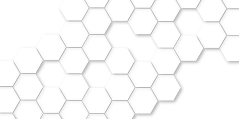 Abstract white background with hexagon and hexagonal background. Luxury white pattern with hexagons. abstract 3d hexagonal background with shadow. 3D futuristic abstract honeycomb mosaic background.