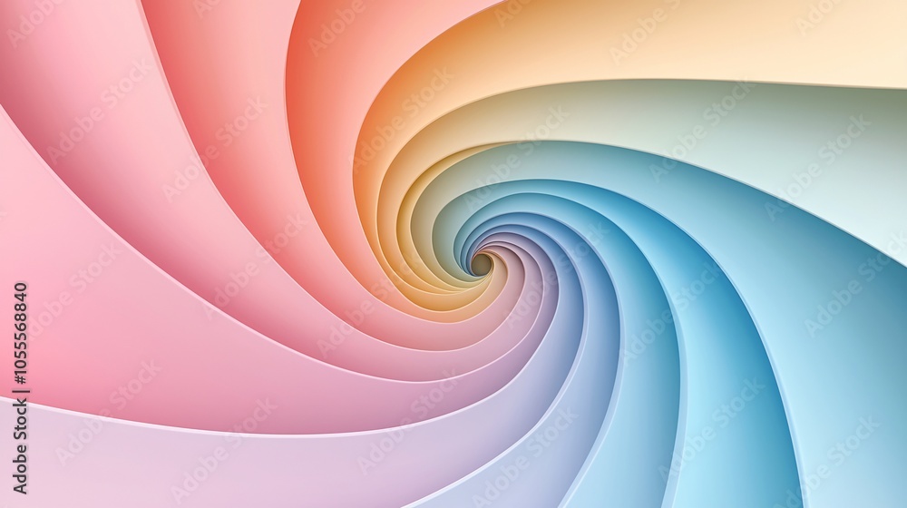 Poster holographic spiral with iridescent gradient - futuristic metallic light reflections in smooth curves