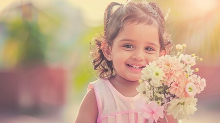 Fototapeta premium portrait of a little girl with flowers