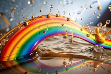 Vibrant Rainbow Musical Notes on Abstract Color Splash for Creative Backgrounds