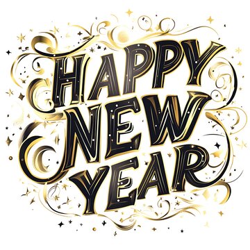 HAPPY NEW YEAR in elegant black cursive letters, with no additional decorations, centered on a white background.