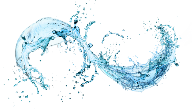 Water splash on red background