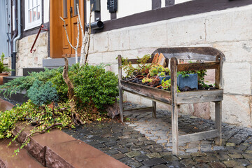 Urban greening in historical city Bad Sooden-Allendorf in Hesse, Germany