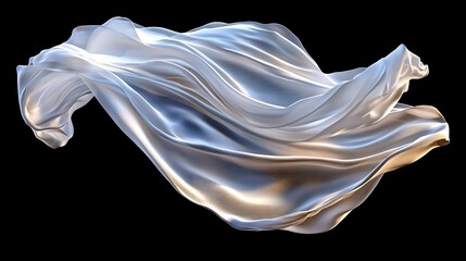 Fototapeta premium 3D white silk cloth flying on a black background