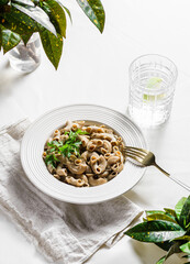 gluten-free chickpea pasta in sauce