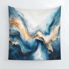A wall hanging tapestry on a white background.