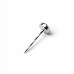 Close-Up of a Metal Push Pin on White Background