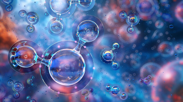 3D molecules background. Molecular nano particles. Atoms, electrons, chemical bonds, interactions. Biotechnology, chemistry, physics, biology science. Education, scientific, pharmaceuticals, medicine
