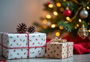 christmas tree with gift boxes