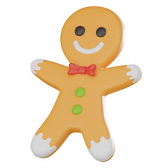  3D render Gingerbread Man Cookie for Christmas Festive.