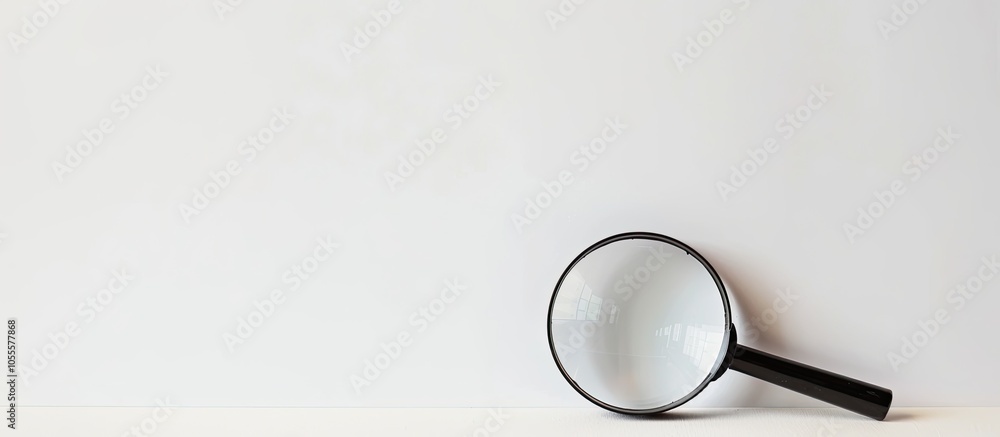 Poster small magnifying glass featuring a plastic black handle and a distinctive cyclops lens displayed on 