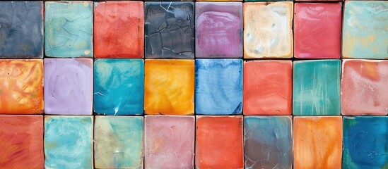 Colorful ceramic tile frame against a white backdrop perfect for a copy space image