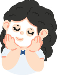 girl applying facial mask on her face