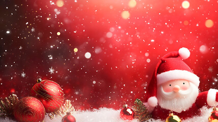 Merry Christmas Background with Festive Elements and Copy Space

