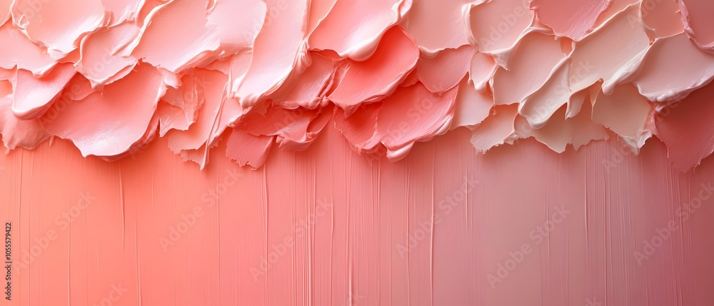 Poster an abstract composition featuring layers of textured pink and peach paint. the soft gradient creates
