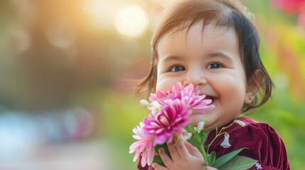 Fototapeta premium portrait of a little girl with flowers
