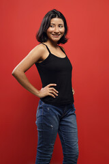 Brazilian woman wearing black shirt