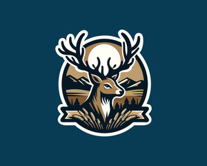 Deer Head Logo Vector Illustration for T-shirts