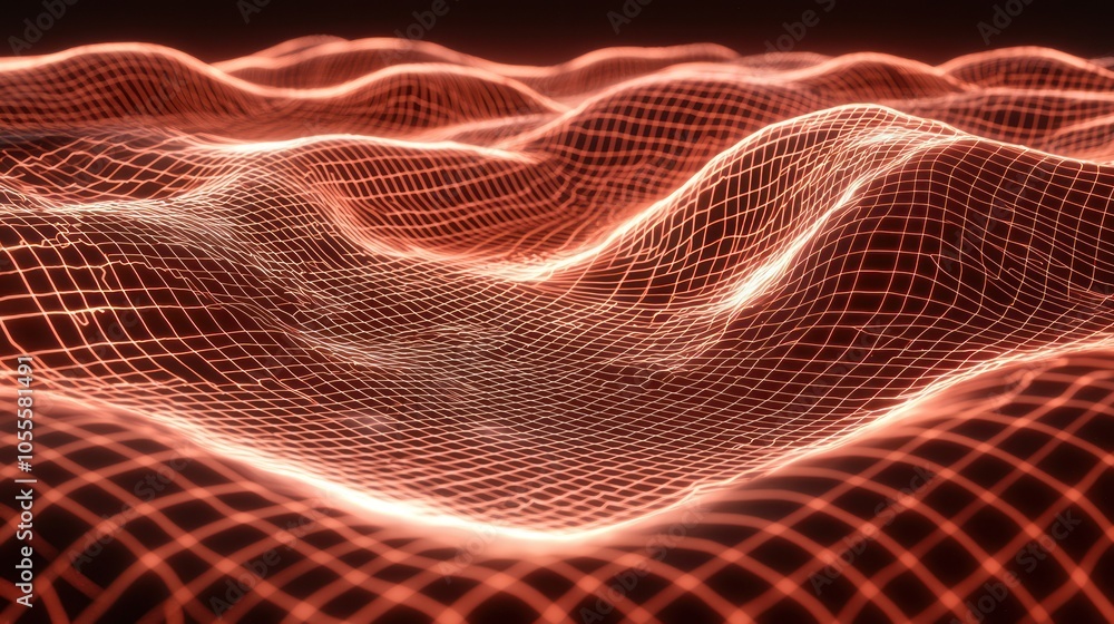 Poster dynamic digital grid backdrop for market fluctuations poster with copy space in high luminosity c4d 