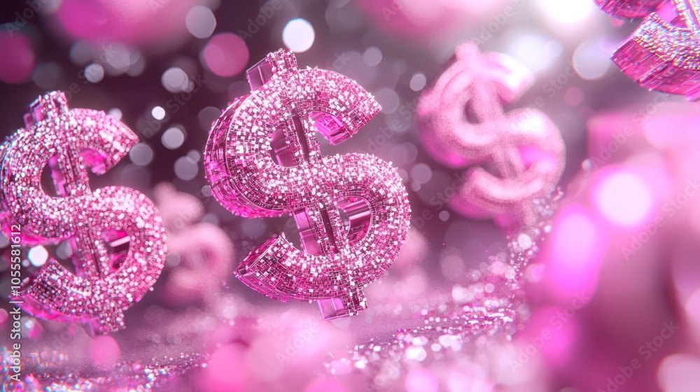 Poster shiny abstract price tags and currency symbols with copy space - futuristic c4d design in high lumin