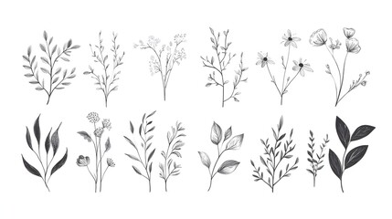 Seamless Botanical Doodles in Natural Elegance - Organic Art