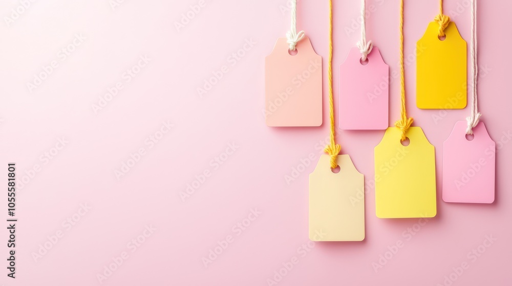 Poster vibrant gradient price tags on poster background with copy space in high luminosity - 32k c4d concep