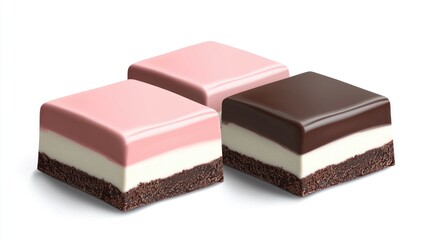 Chocolate squares featuring a neapolitan variety perfect for promotions and festive events Isolated vector graphic on white background ideal for showcasing your logo and designs