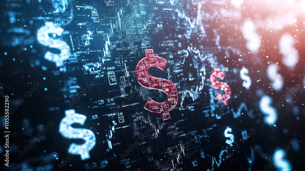 Poster illuminated currency exchange arrows with copy space poster in high luminosity - futuristic c4d desi