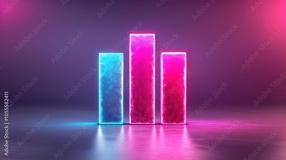 Aufkleber illuminated growth - dynamic bar graph with copy space in high luminosity c4d design for presentatio