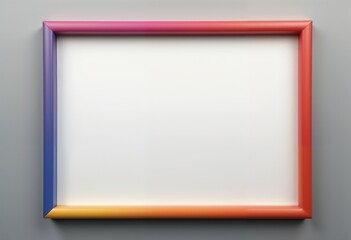 Colorful empty frame on gray wall with copy space for artwork or photos
