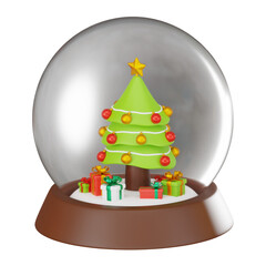 3D Render Illustration Whimsical of a Christmas Snow Globe, Festive and Delightful